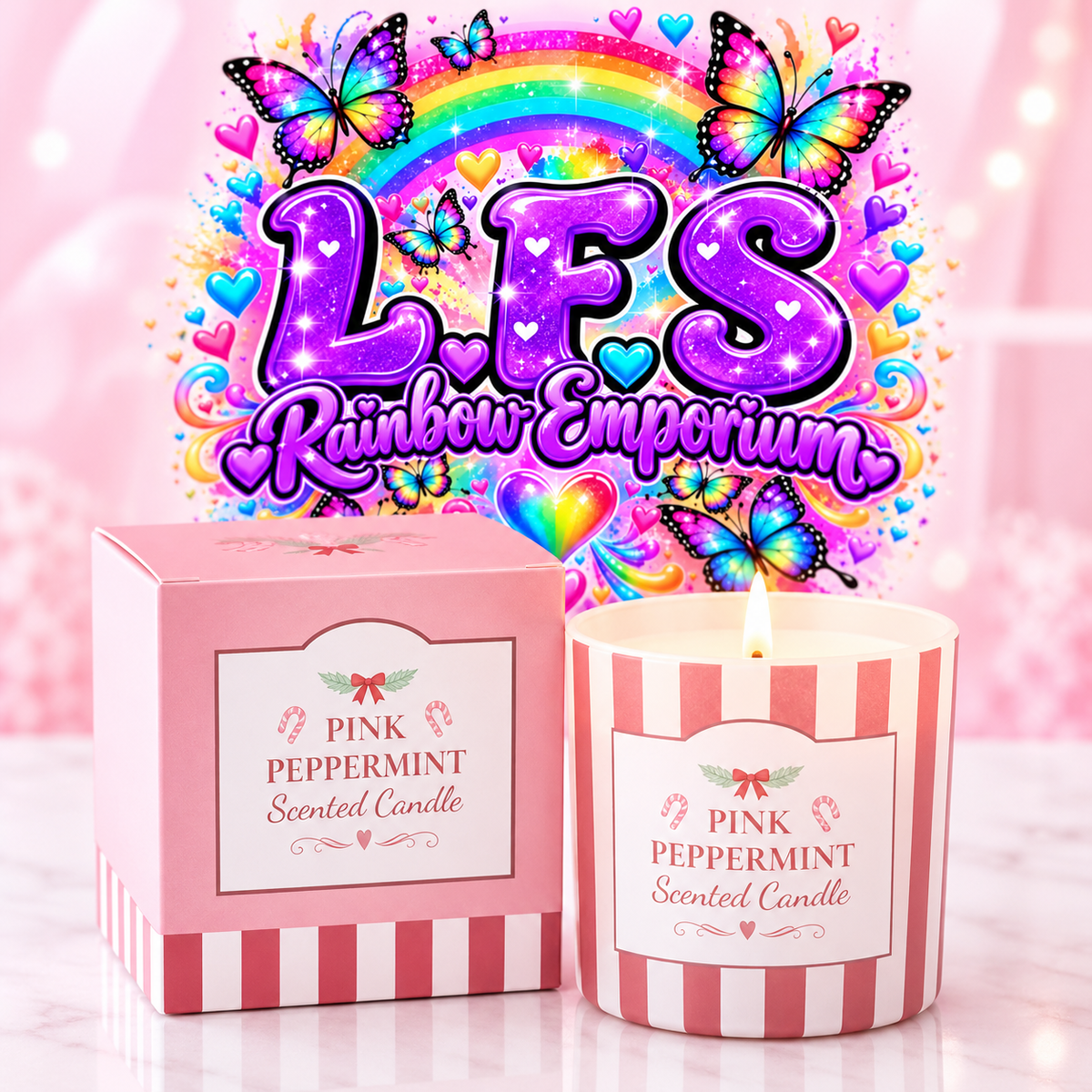 Pink Peppermint Scented Candle
