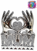 Mum heart hand crushed diamond