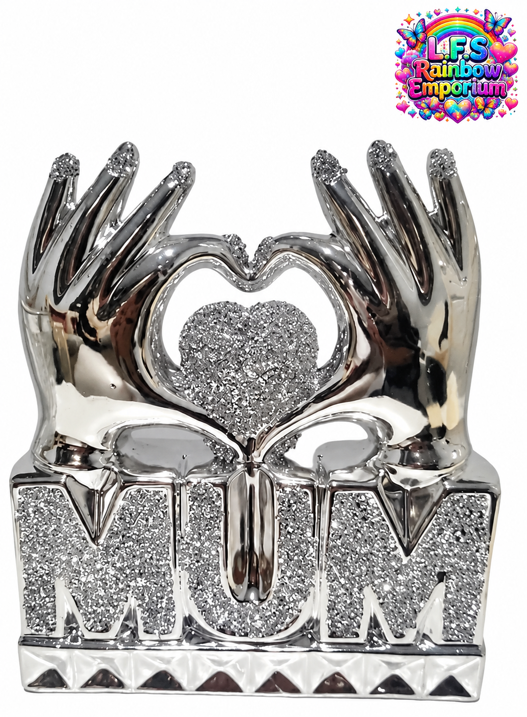 Mum heart hand crushed diamond