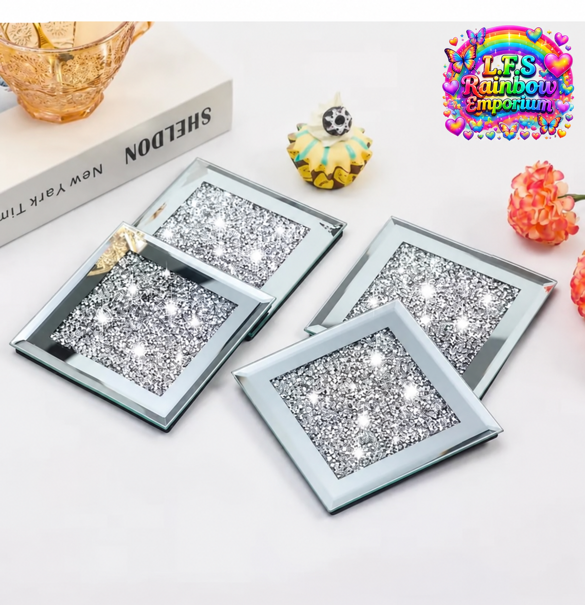 4 pack crushed diamond coasters