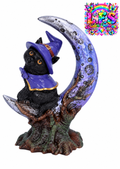 Black cat & crescent moon figure