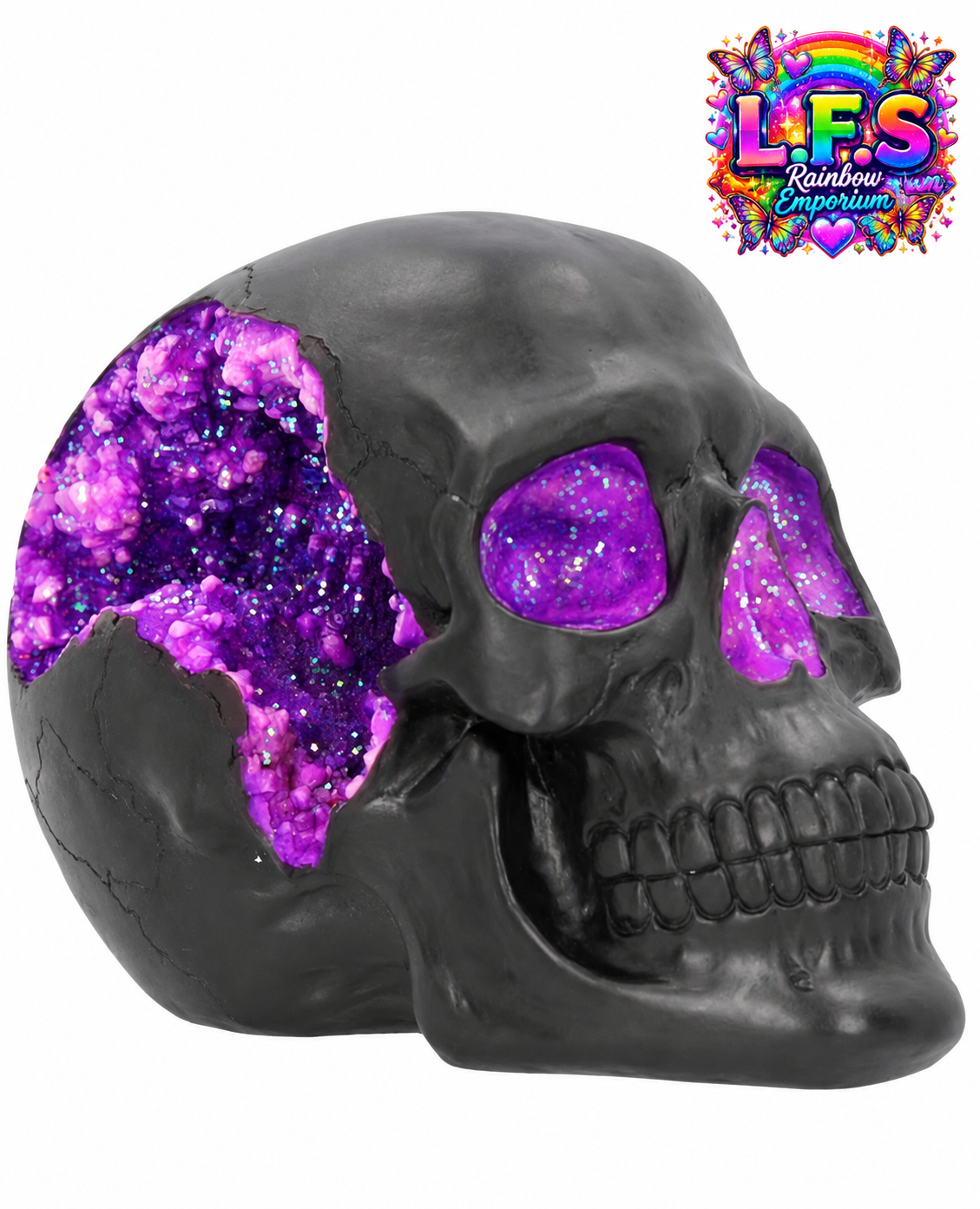 Black Skull  purple Crystal Effect