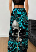 Teal skull baggy  trousers