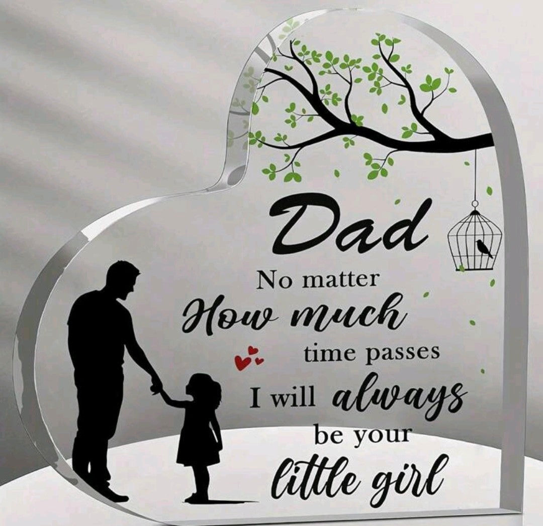 1pc Dad Gifts From Daughter 3.9 Inch Heart Shape Acrylic Plaque