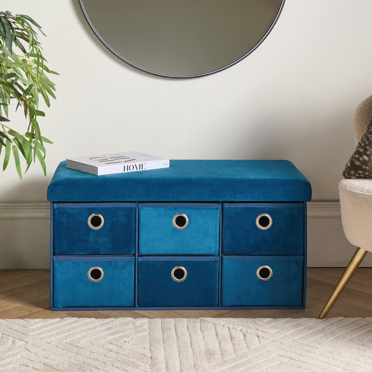 Matte Velvet 6-Drawer Storage Chest