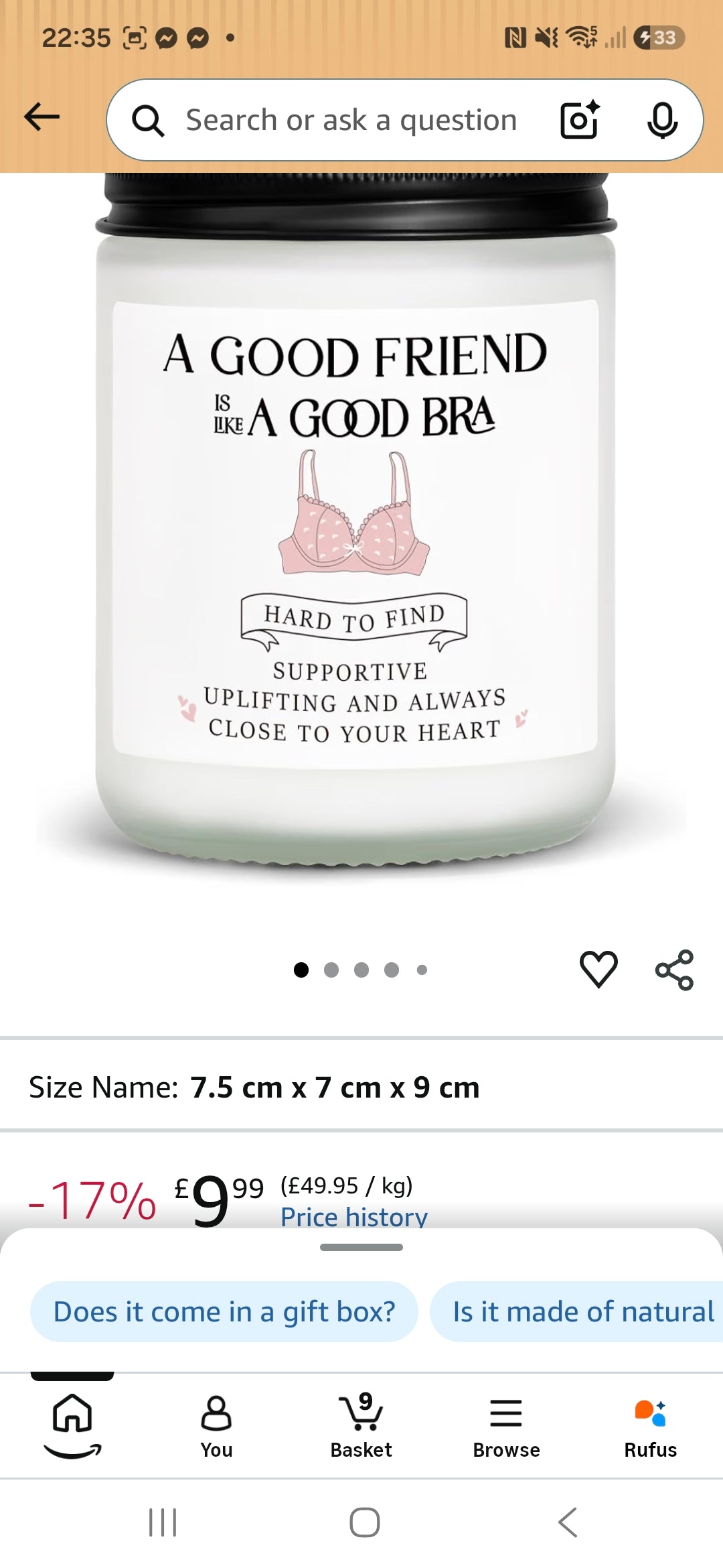 Good friends good bra candle