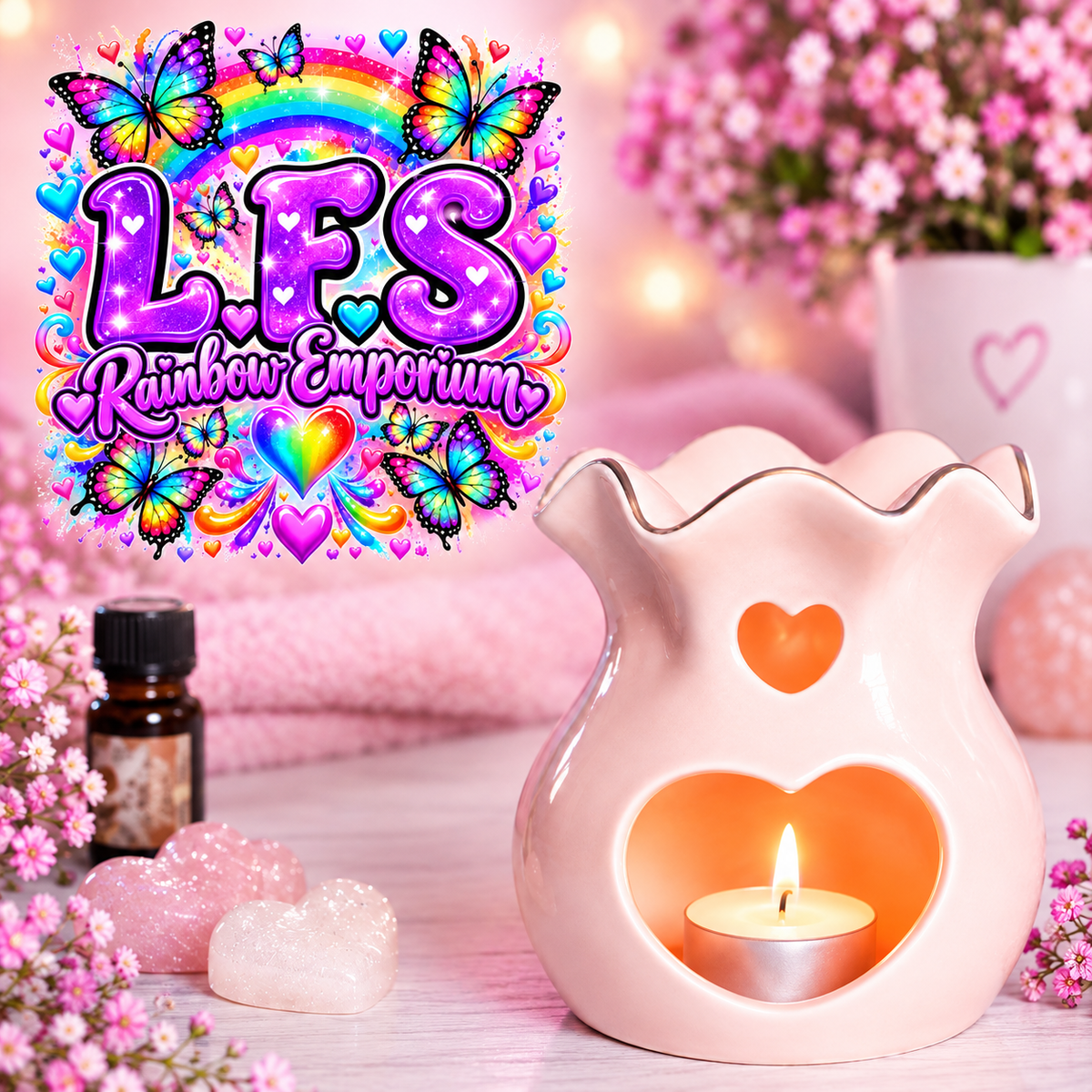 Pink Fluted Oil Burner and Wax Warmer